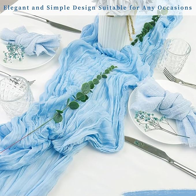 20 Pack Baby Blue Cheesecloth Table Runner 20 x 120 Inch Long Rustic Gauze - Image 7