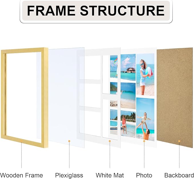 Vittanly 11x14 Collage Picture Frame, Displays 5Pcs 4x6 Pictures - Image 7