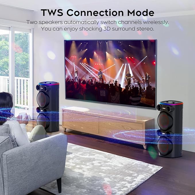25.9''Karaoke Machine with 2 Wireless Microphones, 5.3 Speakers Bluetooth - Image 2