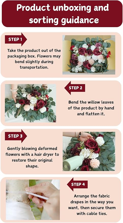 Artificial Wedding Arch Flowers Kit, Ceremony Decoration, Floral Outdoor Party - Image 5
