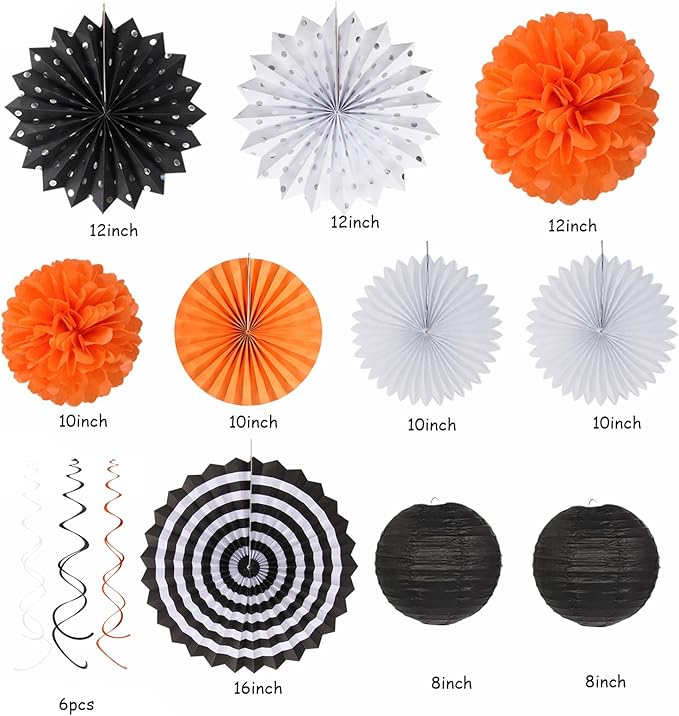 Black White Orange Halloween Party-Decorations - Image 2