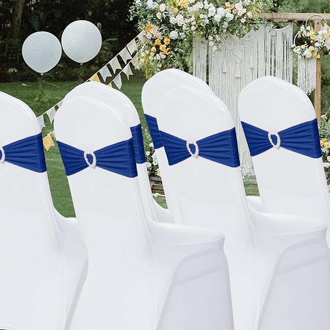 Howhic Pack of 120 Spandex Chair Sashes Bows Stretch Chair Cover Band - Image 7