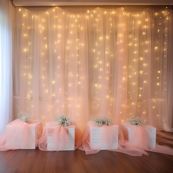 20×10ft Peach Tulle Backdrop Curtain - Image 6