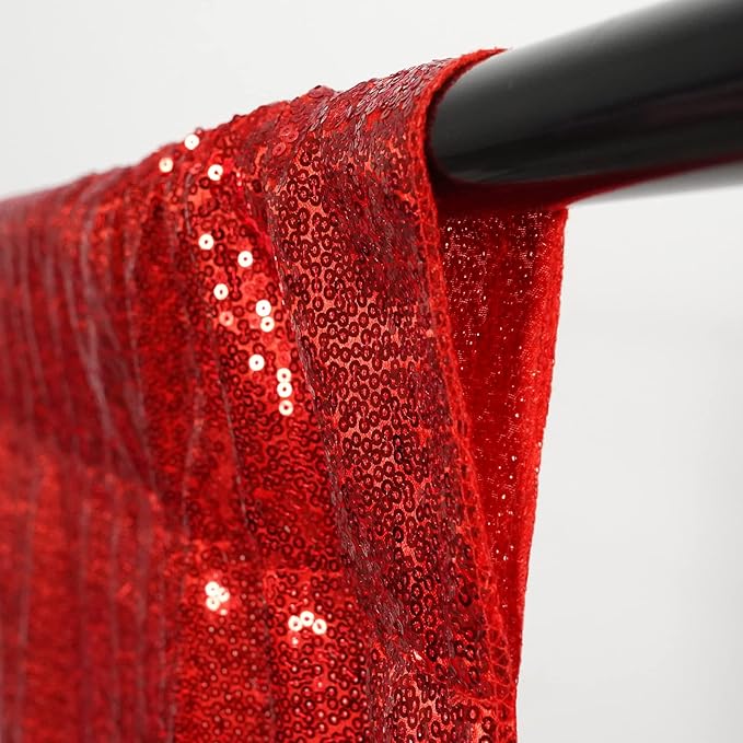 Poise3EHome 10Ft x 10Ft Red Sequin Backdrop, Glitter Thick Satin Sequin - Image 4