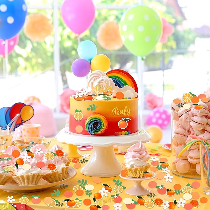 MARFOREVER 500 Pcs Little Cutie Baby Shower Confetti Citrus Decoration Orange - Image 7