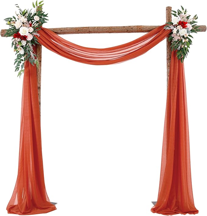 Arch Drapes for Wedding Arch Draping Fabric Terracotta Sheer Backdrop Curtain - Image 8