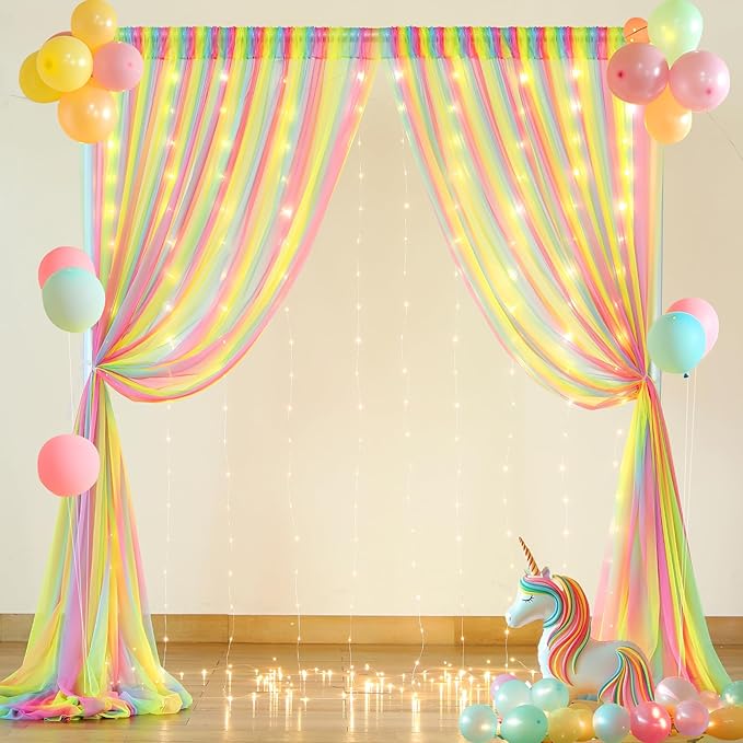 Rainbow Tulle Backdrop Curtain - Image 2