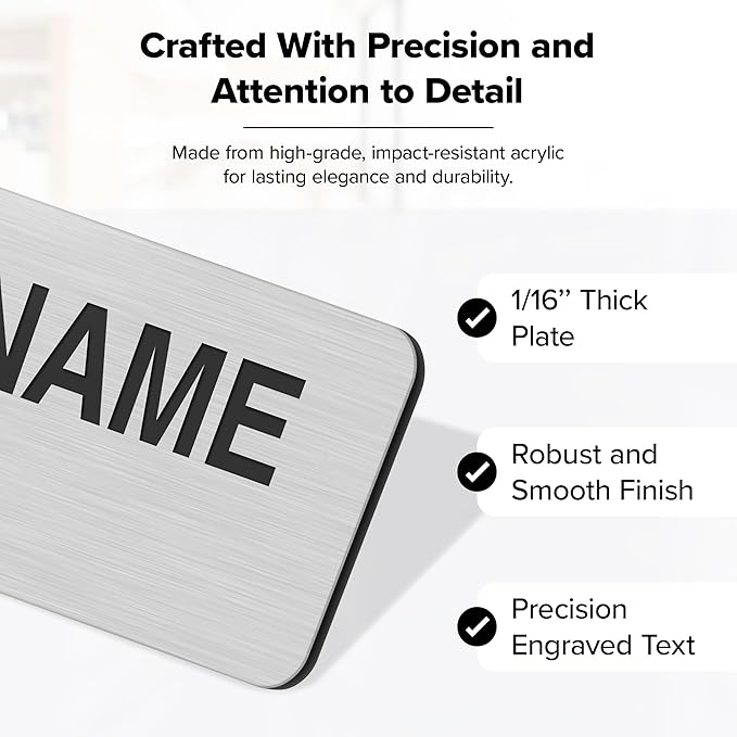 Name Tag, Magnetic Brushed Aluminum Name Tags, Personalized Name Tags, 1x3 - Image 3