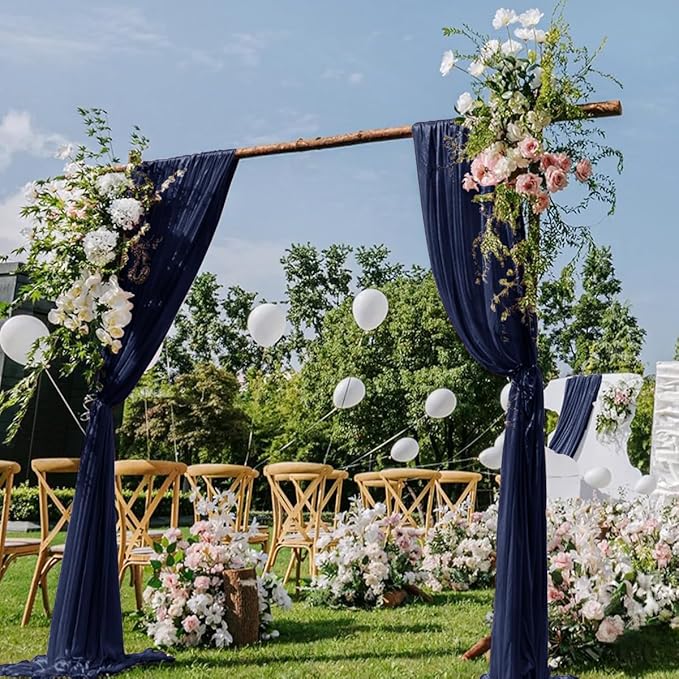 Navy Blue Wedding Arch Draping Fabric 4 Panels 29" x 20 FT Navy Wedding Drapes by DeZerlor