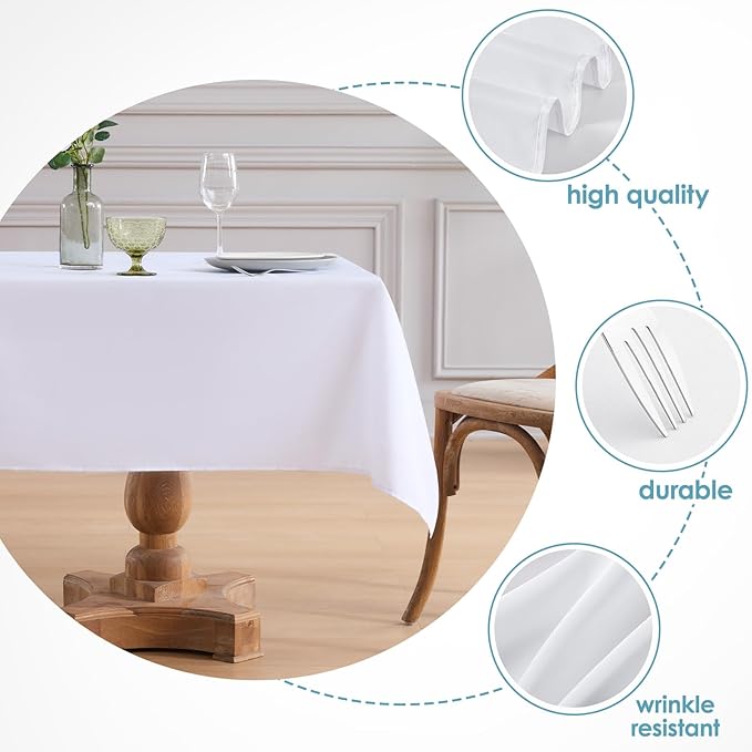 VidaFete Square Tablecloth 52 x 52 Inch Tablecloths Stain Wrinkle Resistant - Image 3