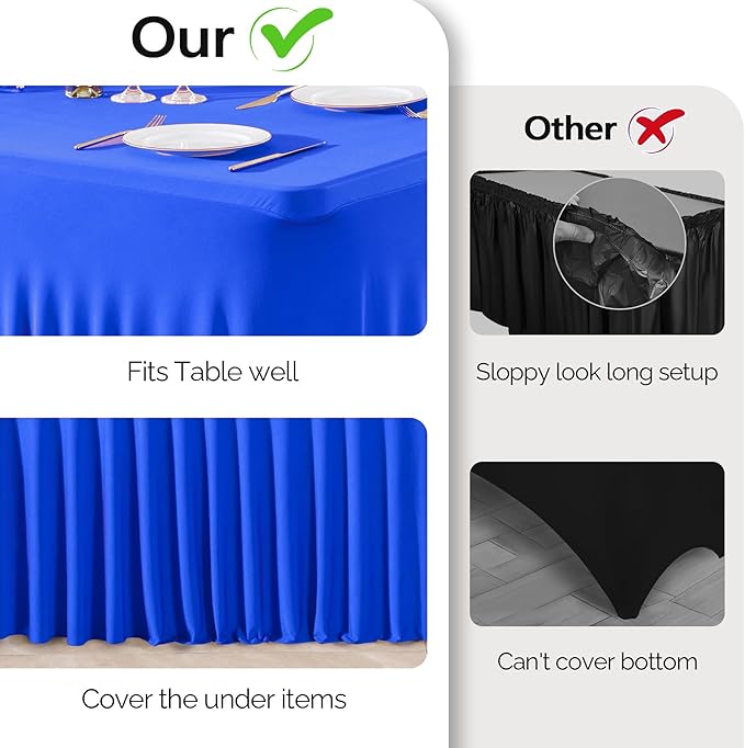 Wish Care 2 Pack Royal Blue Spandex Table Clothes - Image 7