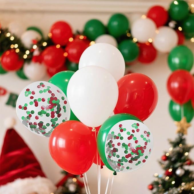 Red White and Green Round Foil Metallic Confetti - Image 4