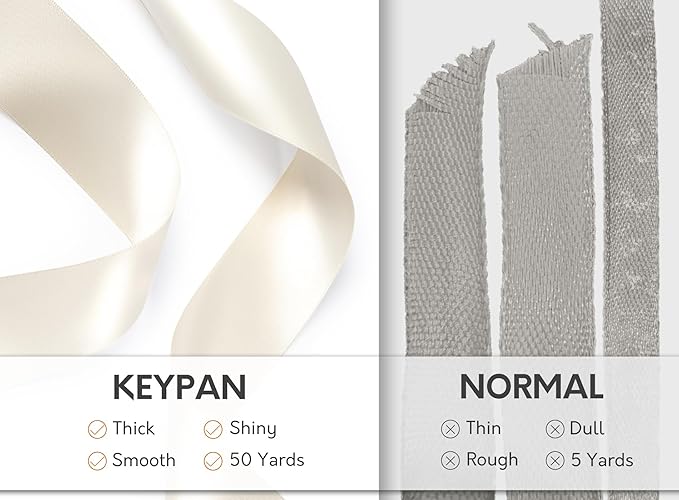 Ivory Satin Ribbon 1-1/2 Inch x 50 Yards Double-Faced Polyester Cream Ribbons - Image 4