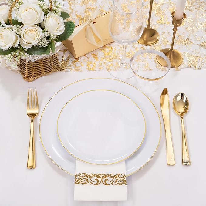 NOCCUR 350PCS Gold Disposable Dinnerware Set - Image 4