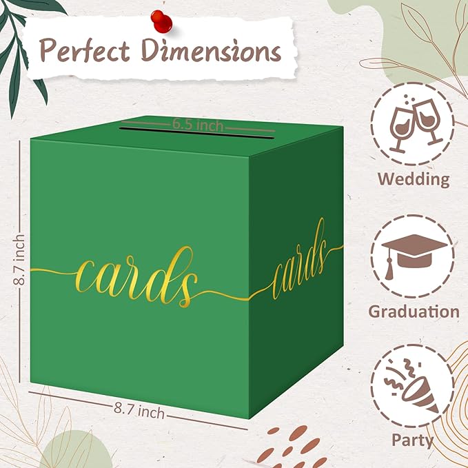 QIKSION Green Graduation Card Box, Wedding Reception, Baby Shower - Image 4