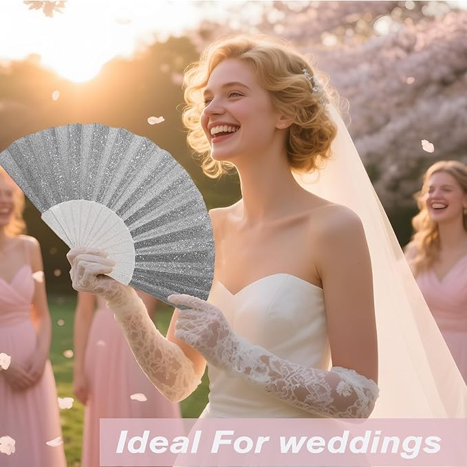 24 Pack Handheld Fan, Folding Hand Glitter fan - Image 3