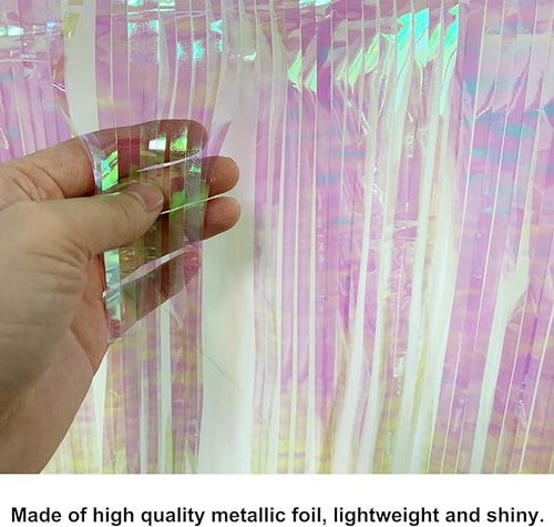 10 Feet by 15 Inch Iridescent White Foil Fringe Garland - Image 2