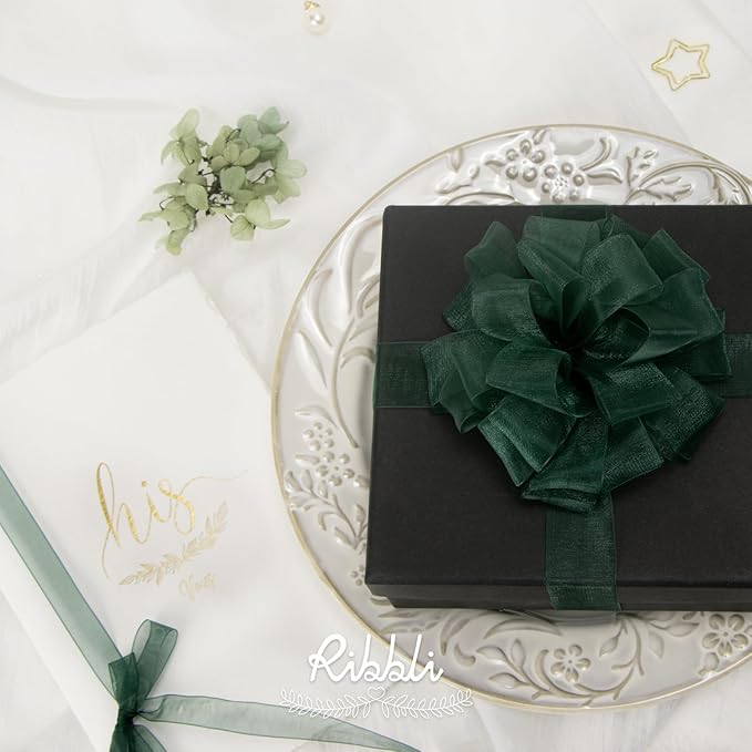 Ribbli Spruce Green Organza Ribbon, 1/2 Inches x Continuous 50 Yard, Cookie - Image 4