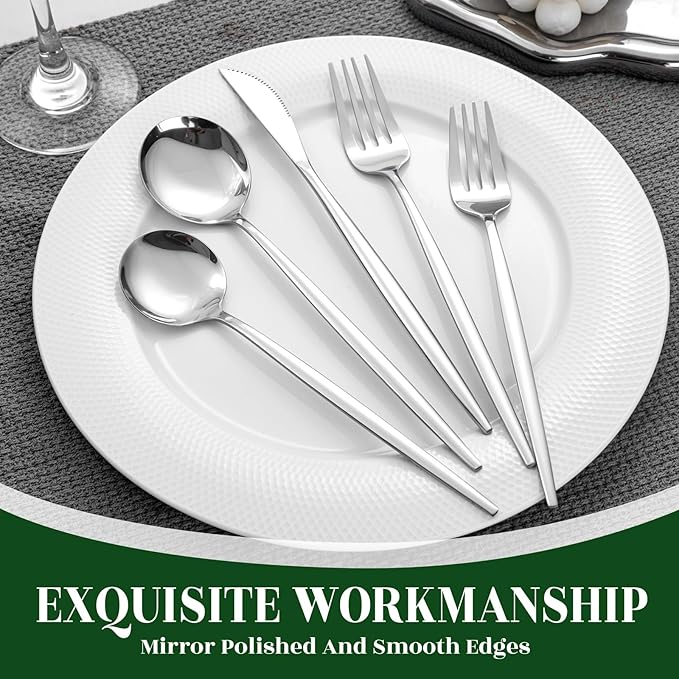 NOCCUR 40-Piece Stainless Steel Silverware Set - Image 4