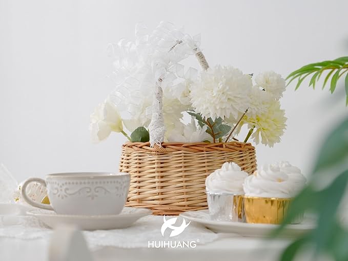 HUIHUANG White Bows for Gift Wrapping Christmas Curly Gift Bows 5 inch x 8 - Image 5