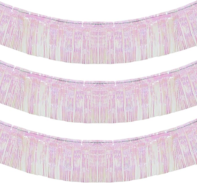 10 Feet by 15 Inch Iridescent White Foil Fringe Garland by Blukey