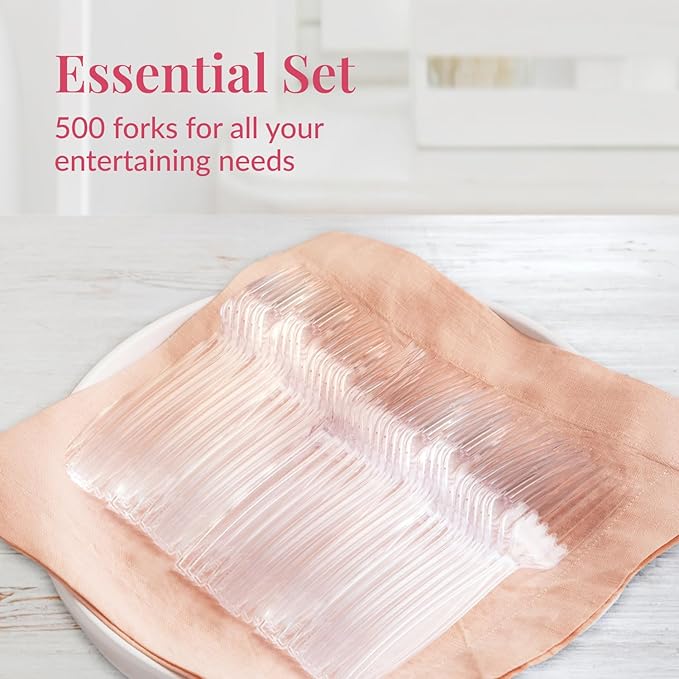 Prestee 500 Clear Plastic Forks - Image 4