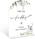 Greenery For the Kiddos Favors Sign, 6 x 8 Inch White Arch Acrylic Wedding Sign by Qoqxjodd