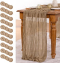 MLMW 10 Pack Fall Table Runner Boho Nude Brown Cheesecloth Table Runner Autumn by MLMW
