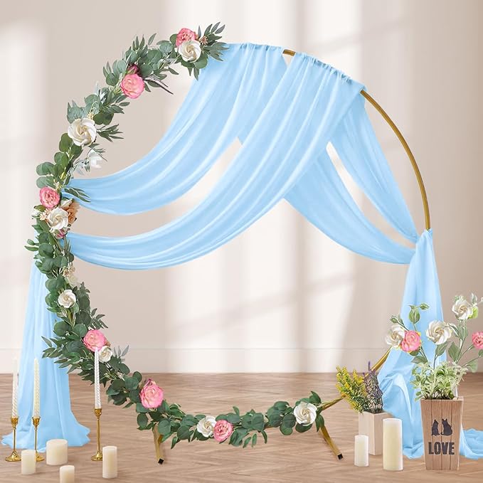Baby Blue Wedding Arch Draping Fabric 29" x 20 FT Blue Wedding Drapes - Image 3