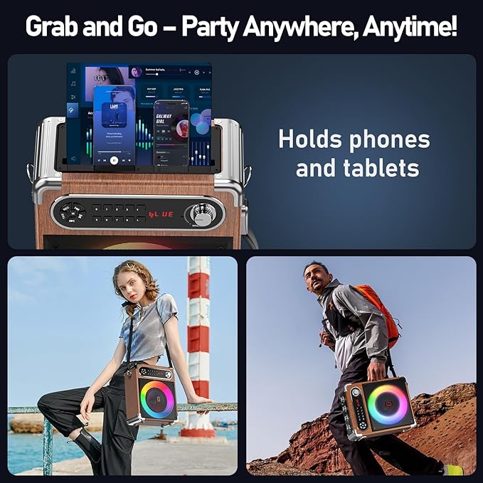 Karaoke Machine with 2 Wireless Microphones, 【Upgraded 6.5"Woofer & - Image 8