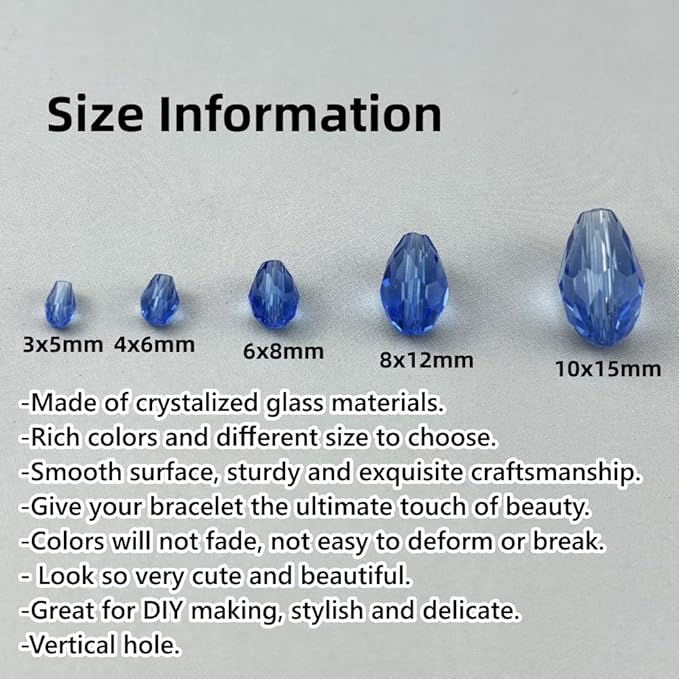 150pcs 4x6mm Teardrop Crystal Glass Beads - Image 2