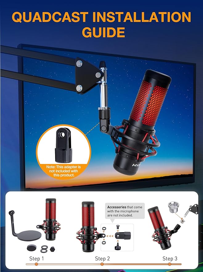 QuadCast Boom Arm, Mic Arm for Blue Yeti HyperX QuadCast SoloCast Fifine AM8 - Image 2