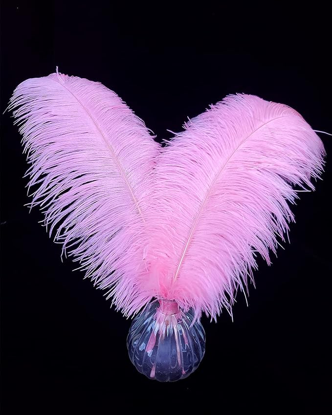 Happy Feather 16-18 inch Pink Ostrich Feathers Craft by SupplyHighQualityFeathers