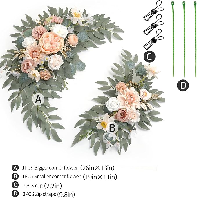 Faux Flower Swag Set of 2 for Wedding Welcome Signs Floral Swag Wedding - Image 2