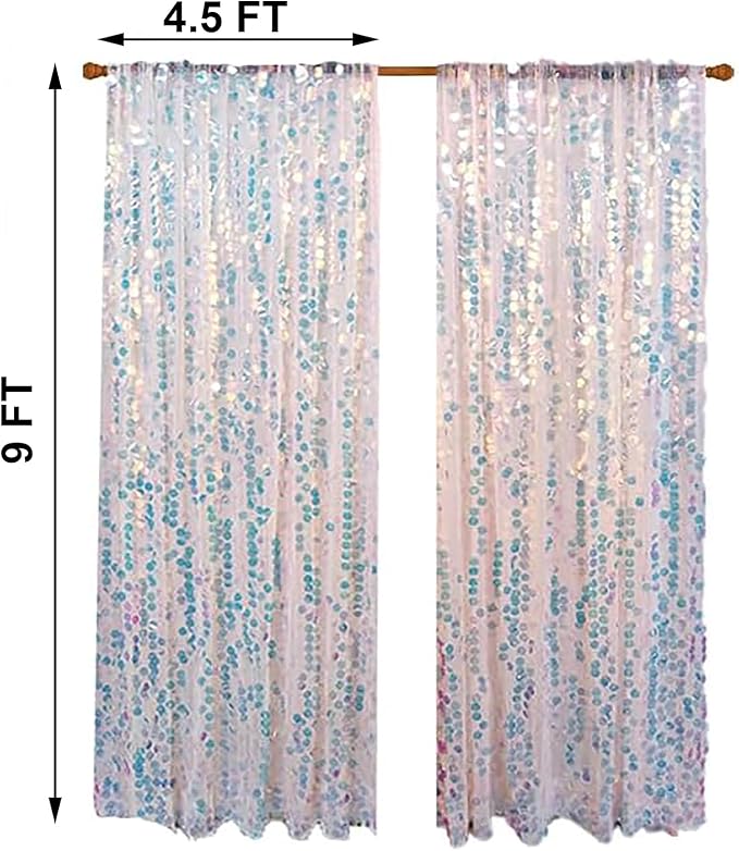 HH 9x9FT Iridescent Sequin Backdrop Curtains, 2 Panel Photography Backdrop - Image 2