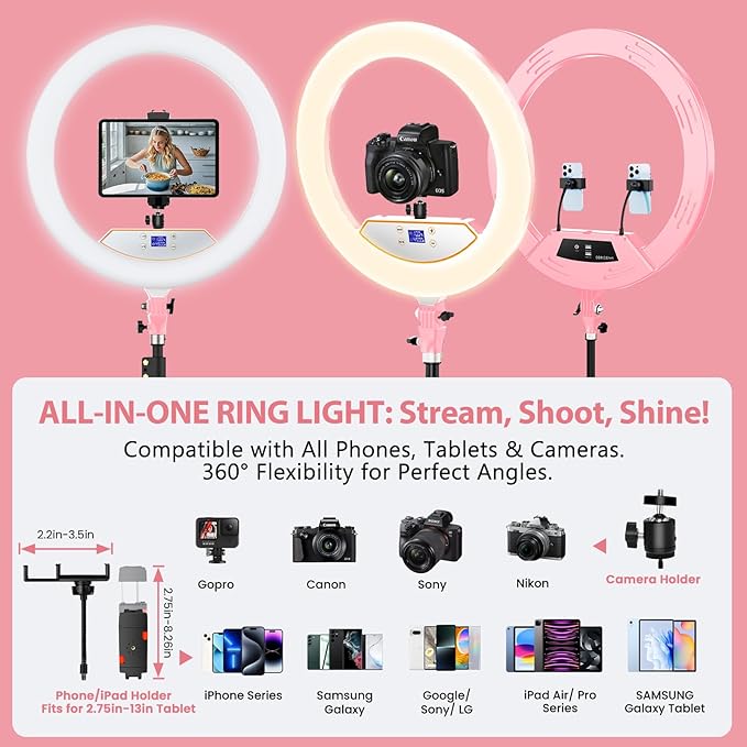 Ring Light with Stand 22inch Kit: Professional Ring Light Overhead Tripod - Image 7
