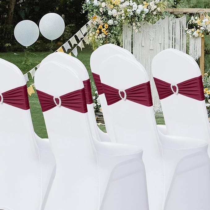 Howhic Pack of 120 Spandex Chair Sashes Bows Stretch Chair Cover Band - Image 6