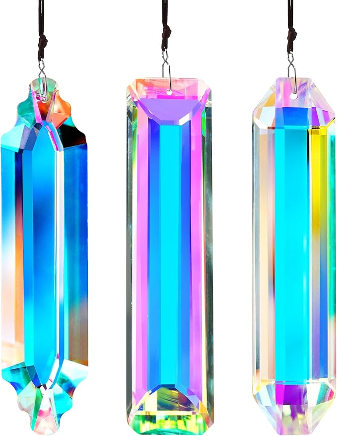 3PCS Crystal Suncatcher Prism for Window, 120mm/5'' Rectangle AB Colored by YUFENG