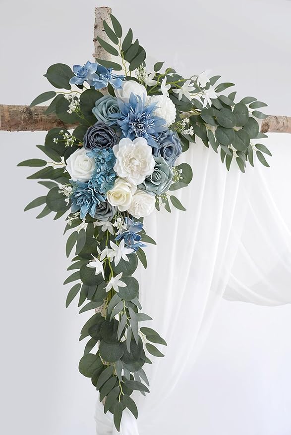 Light Blue Artificial Wedding Arch Flowers Kit - Image 4