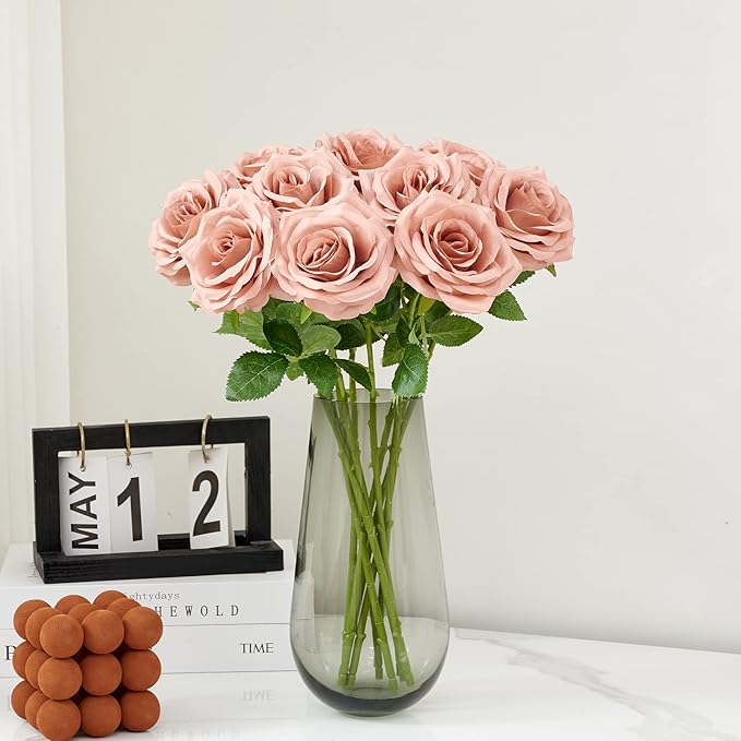Artificial Rose 10pcs Open Flower Bouquet Faux Rose Stems - Image 2