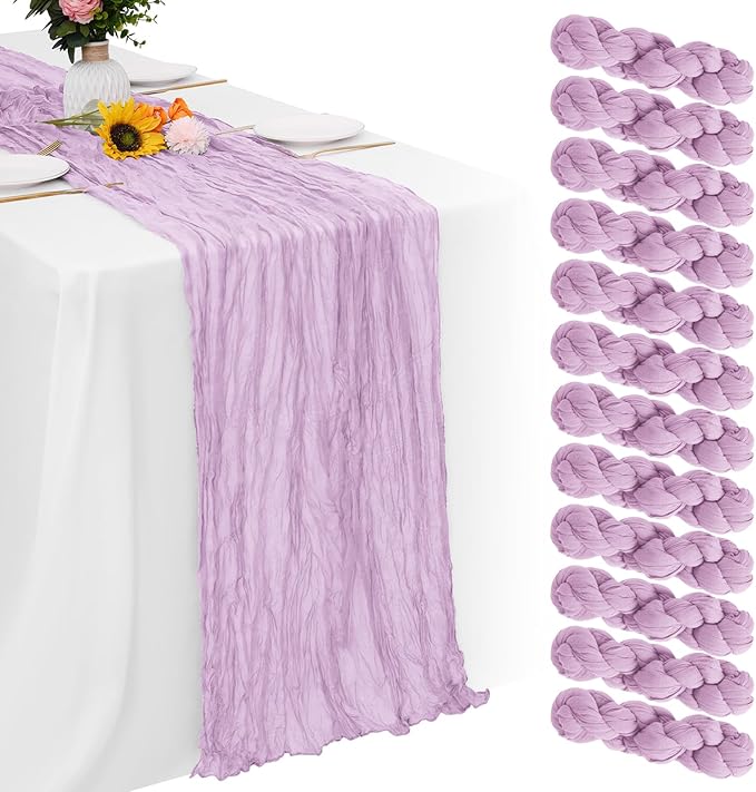Aktor 12 Pack Lavender Table Runner Boho Cheesecloth Table Runner Semi Sheer by Unknown