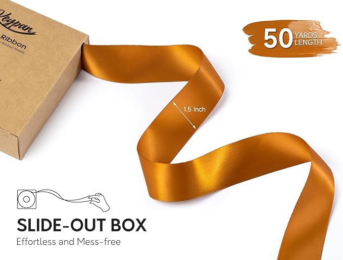 Copper Satin Ribbon 1-1/2 Inch x 50 Yards Double-Faced Polyester Ribbons - Image 2