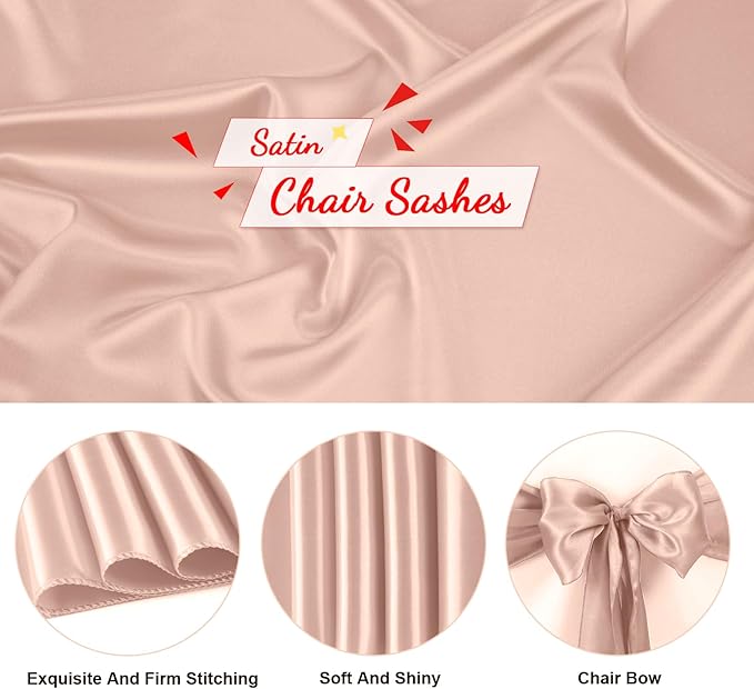 Satin Chair Sashes Bows Universal Chair Ribbon Ties Back Sash - Image 3