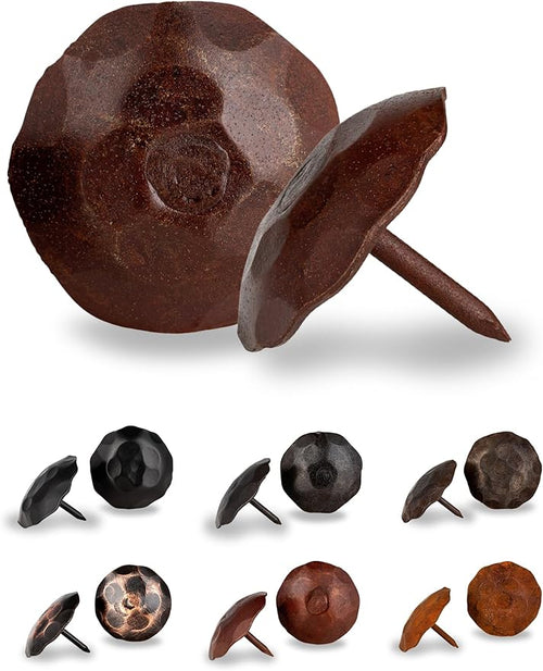 10 Pack 1.25" Round Head Iron Clavos Decorative Nails – Sealed Rusted – by BorderlandRusticHardware