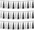 3P Black Silver Foil Fringe Metallic Tassel Streamers Banner Tassel Garland by HYSILLA