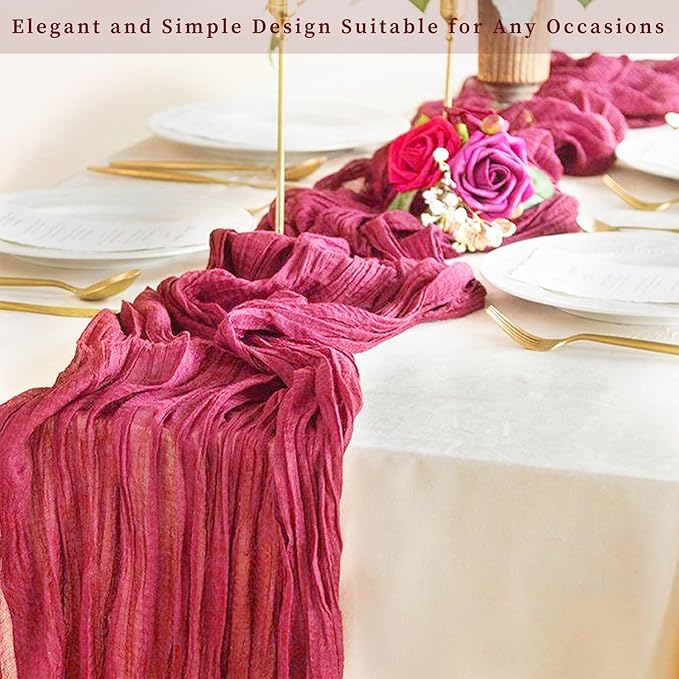 Hot Pink 20 Pack Cheesecloth Table Runner 10FT Boho Fabric Rustic Cheese Cloth - Image 7