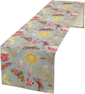 Boho Sun Moon Table Runner Mystical Rustic Butterfly Mushroom Star Table Runner by ShiTingYu