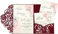 DORIS HOME 50pcs Laser Cut Wedding Invitation Pockets by DorisHome
