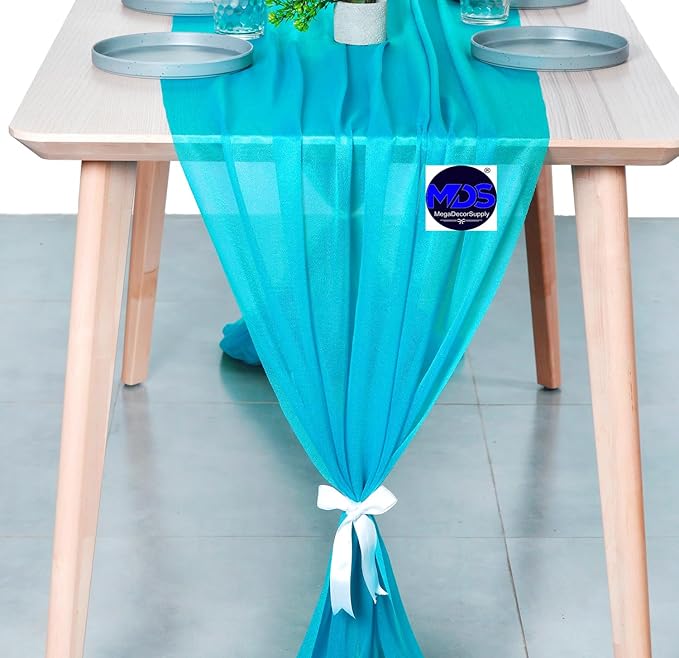 MDS 15 Pack 10ft Chiffon Table Runner 29 x 120 Inches Sheer Wedding Runner - Image 5