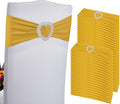 100PCS Spandex Stretch Gold Chair Sashes Bows Universal Elastic Chair Cover by Zrlljp